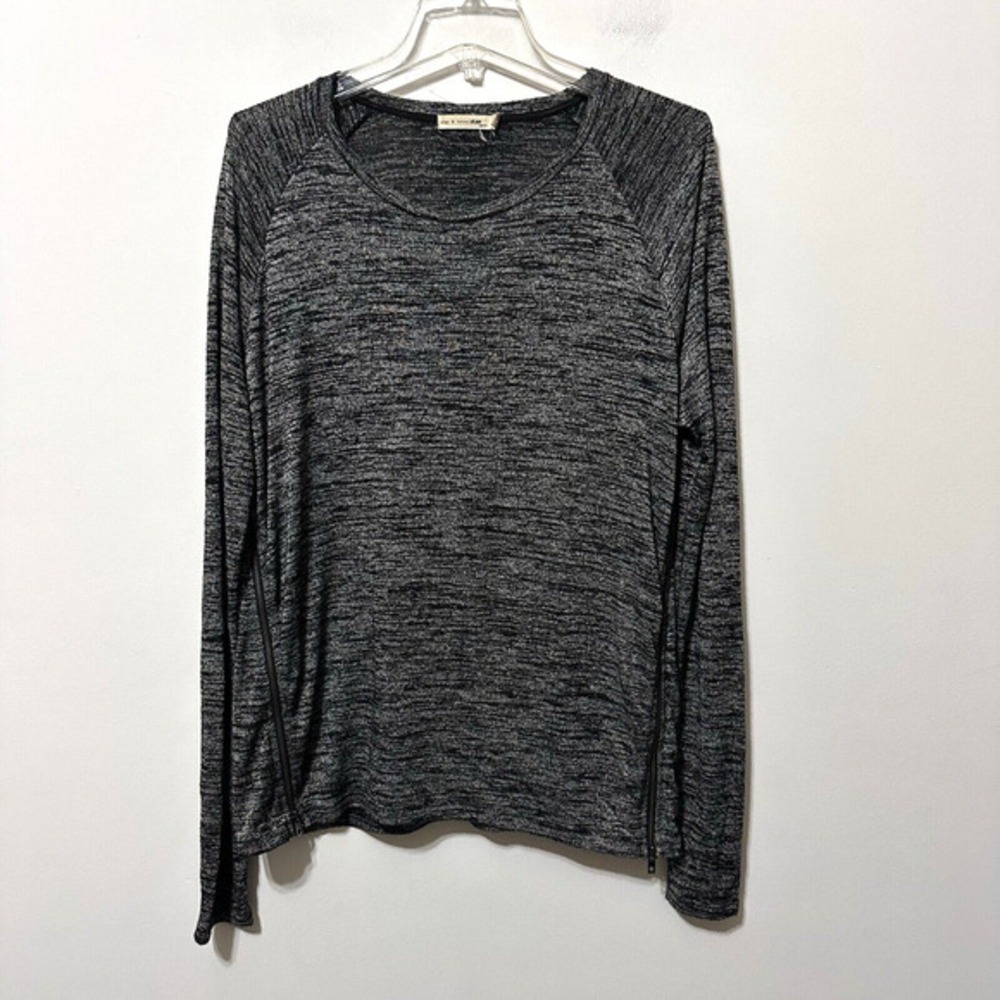 Rag & Bone Camden Long Sleeve Knit Tee XS Heather Gray Zipper Detail Shirt